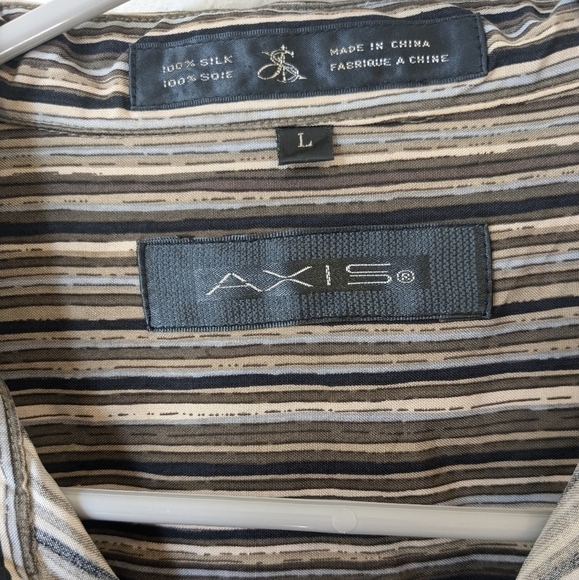Axis Men's 100% Silk Button-Up Striped Shirt Workwear Office - Picture 9 of 10